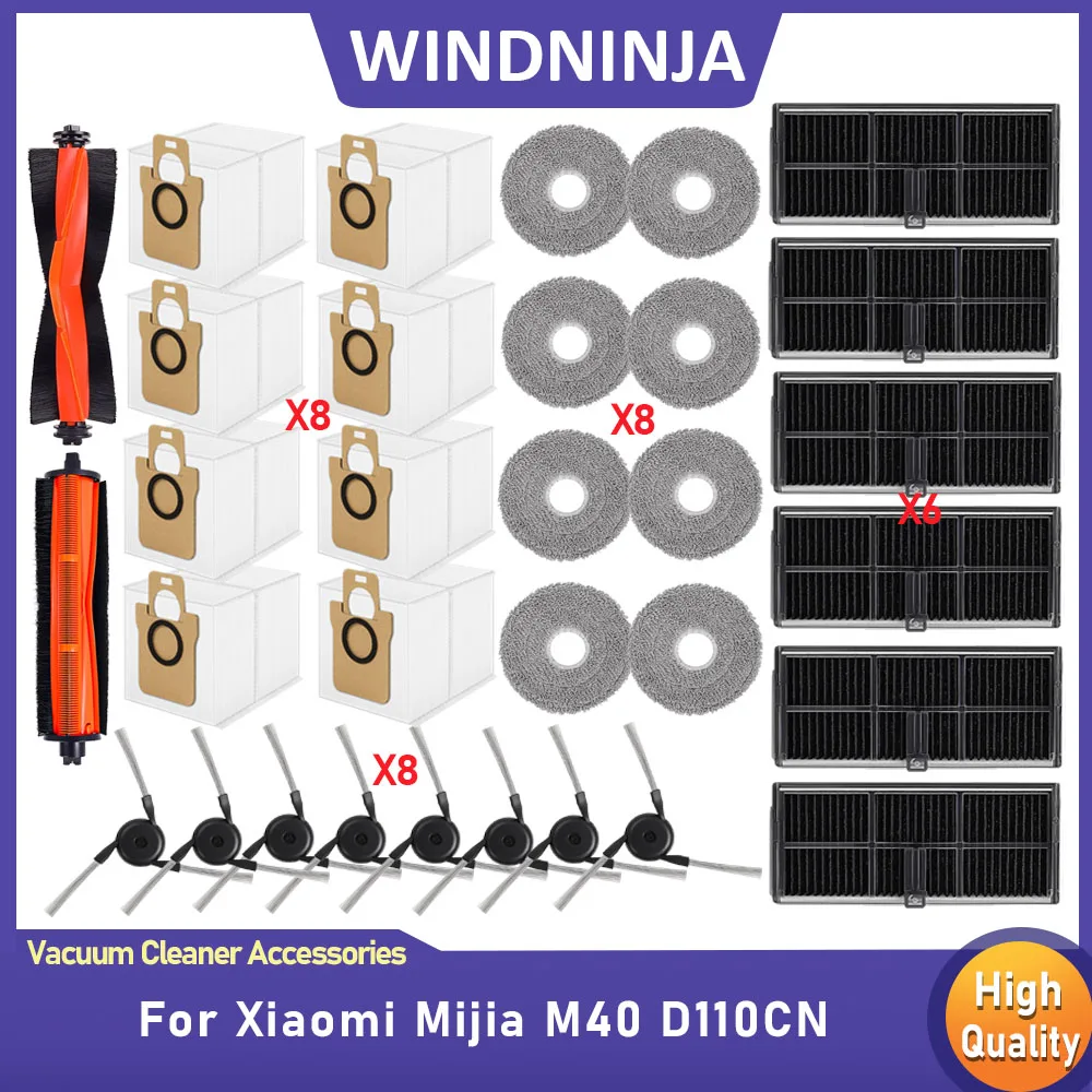 Für Xiaomi Mijia M40 D110CN Roboter-Staubsauger Teile Zubehör Wischtücher Beutel Haupt- und Seitenbürste Hepa-Filter Ersatzteile Image