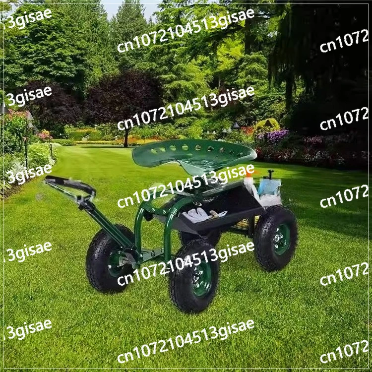 Gartenwagen, Gartenstuhl mit Rollen, Gartenstuhl mit Werkzeugkorb und Tablett Image