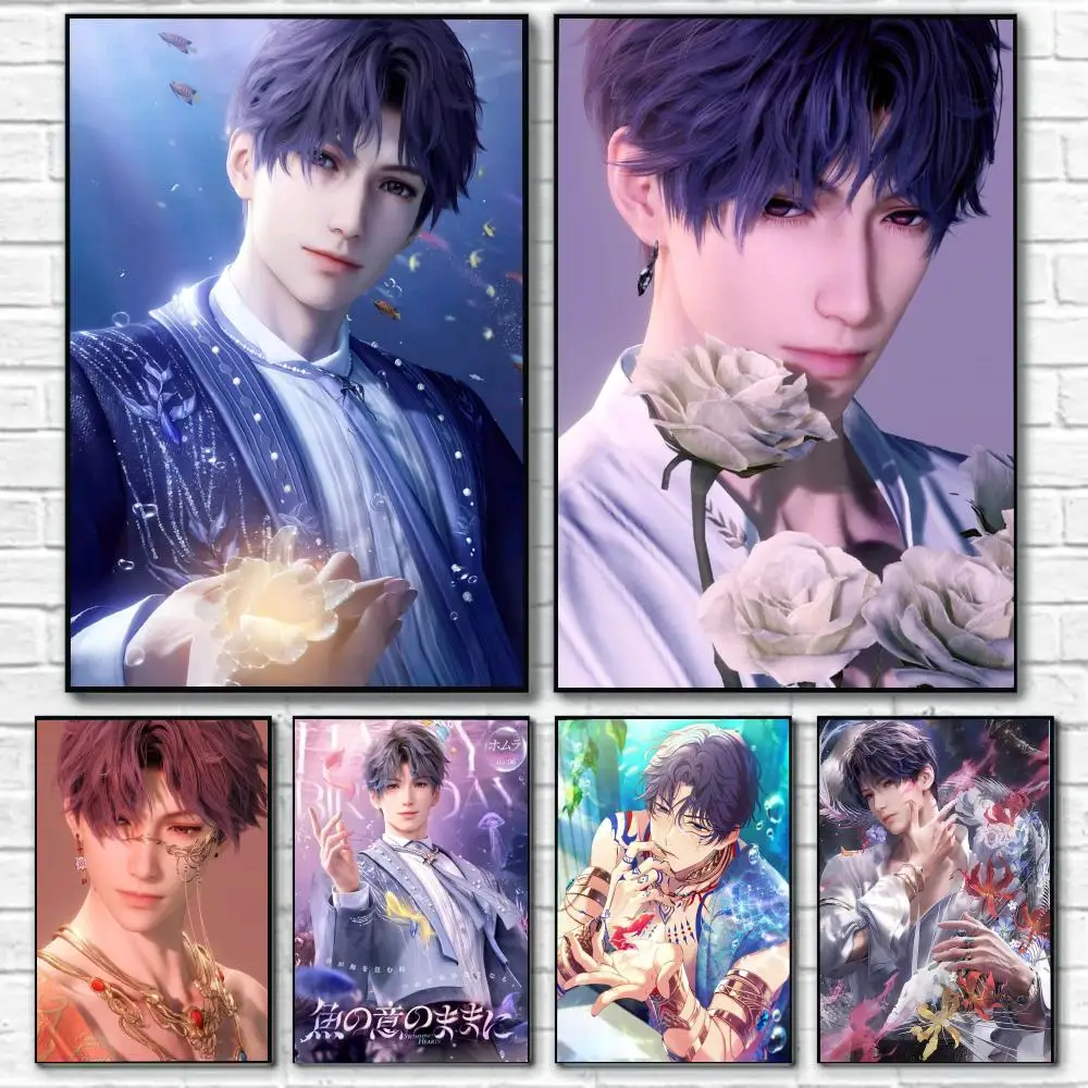 R-Rafayel Love And D-Deepspace Poster, selbstklebendes Gemälde mit Drucken, Dekoration für Zuhause, Schlafzimmer, Wohnzimmer