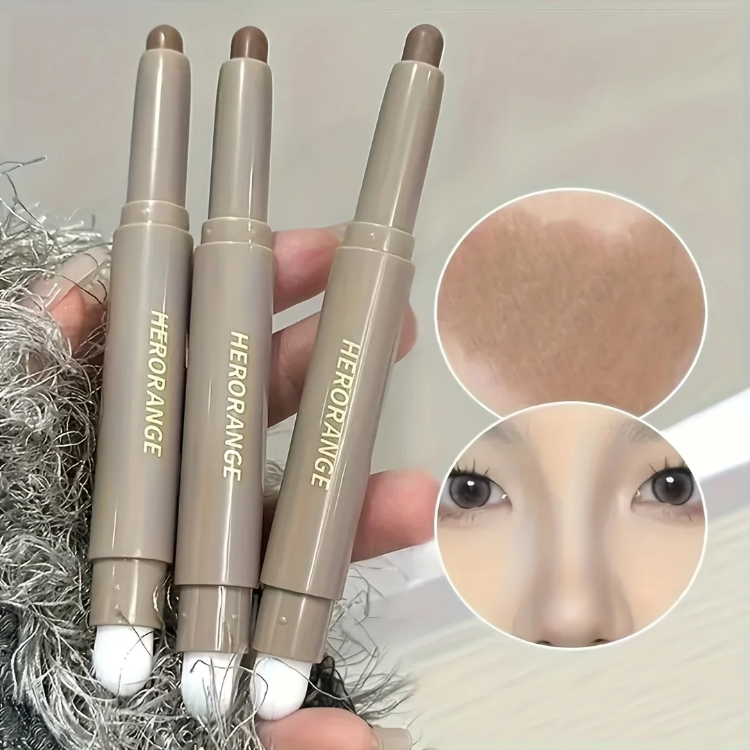 Herorange Doppelkopf-Konturstift mit integriertem Pinsel, doppelt verwendbar, Nasenschatten, langanhaltend, natürliches Stereo-Make-up Image