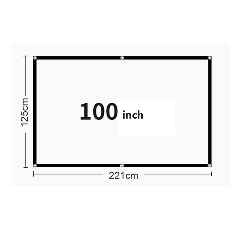 Projector Screen 16:9 HD 4K, Foldable Portable Projection Screen for Home Theater, Indoor Outdoor Movie Screen with Reinforced Edges and Grommets, Anti-Crease Video Screen for Office Backyard