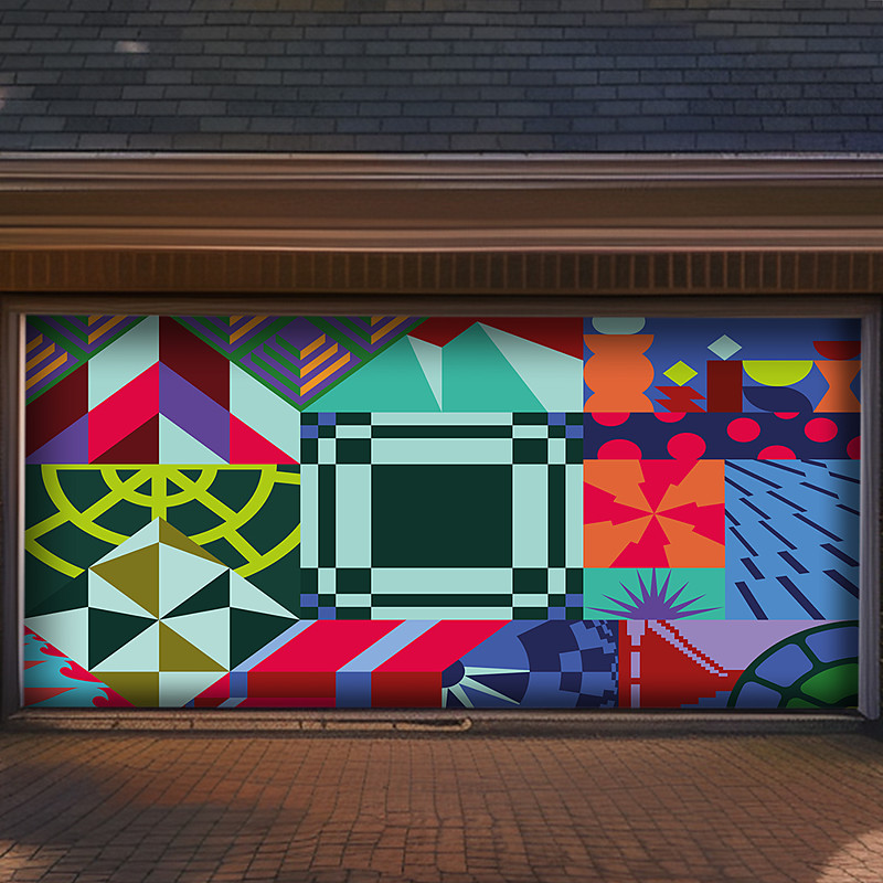 2026 Global Soccer Tournament Abstract Geometric Shapes Colorful Mosaic Patchwork Garage Door Banner Mural Outdoor House Yard Decor Modern Art Sports Fan Celebration Backdrop Large Sign
