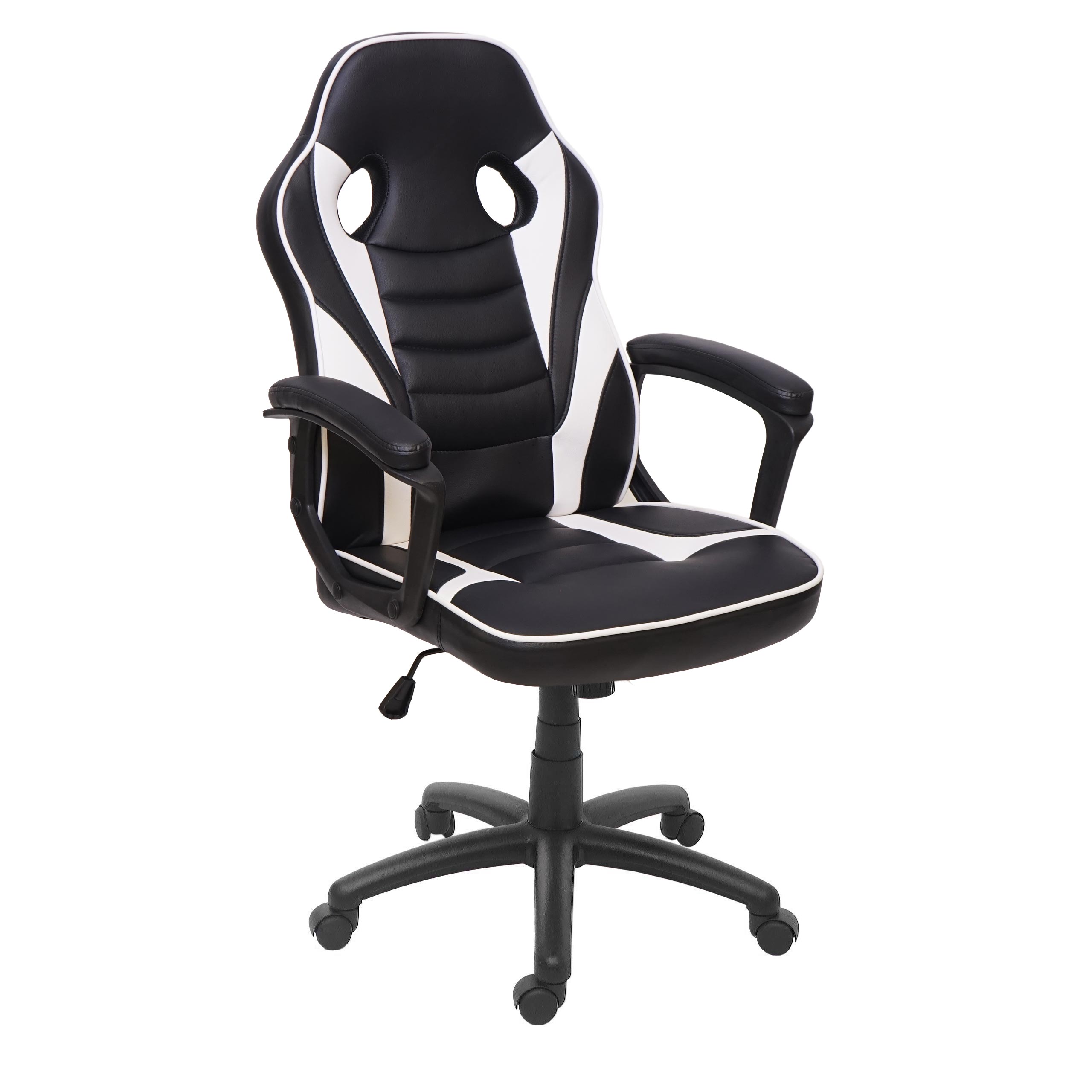 Bürostuhl HWC-F59, Schreibtischstuhl Drehstuhl Racing-Chair Gaming-Chair, Kunstleder ~ schwarz/weiß