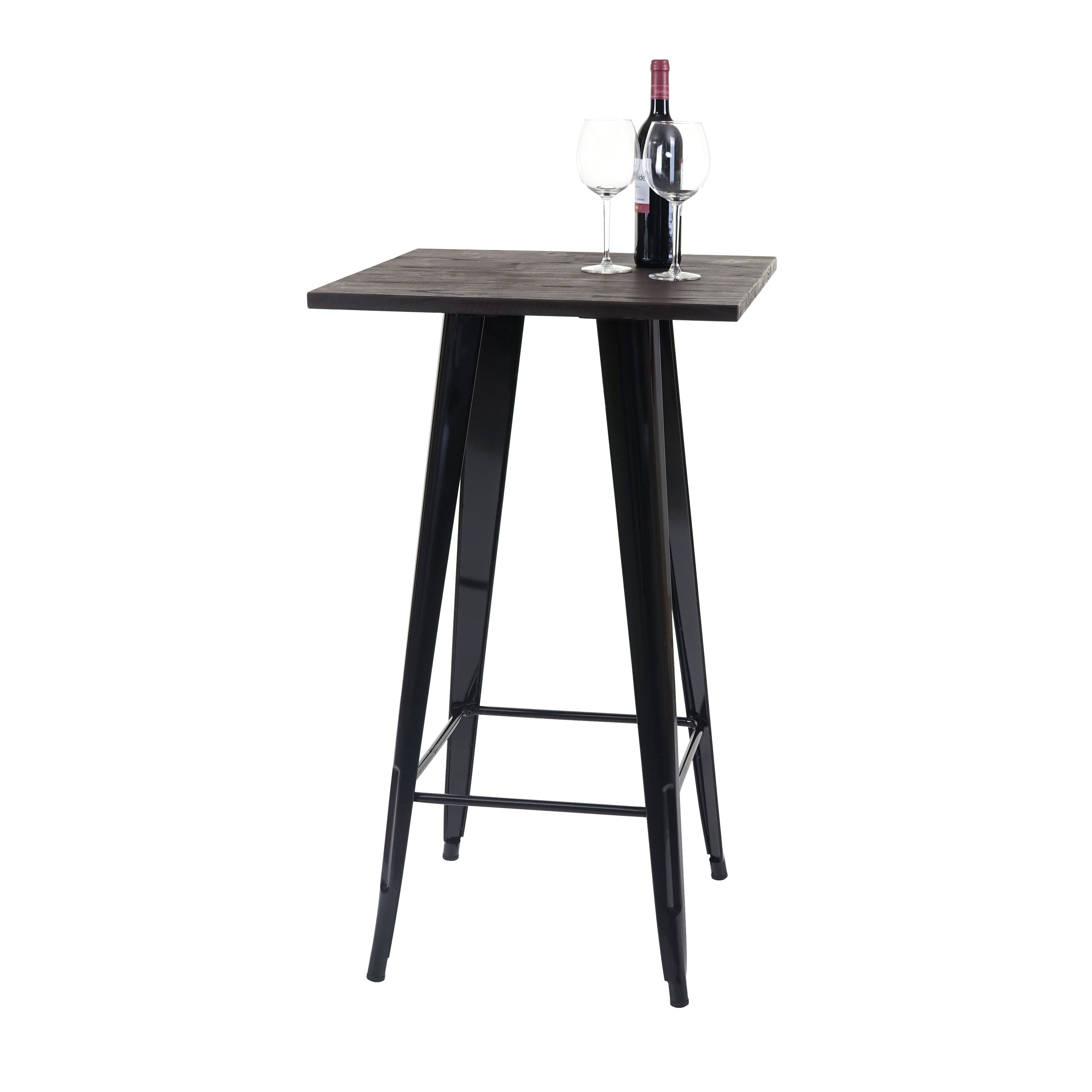 Stehtisch HWC-A73 inkl. Holz-Tischplatte, Bistrotisch Bartisch, Metall Industriedesign FSC® 107x60x60cm ~ schwarz