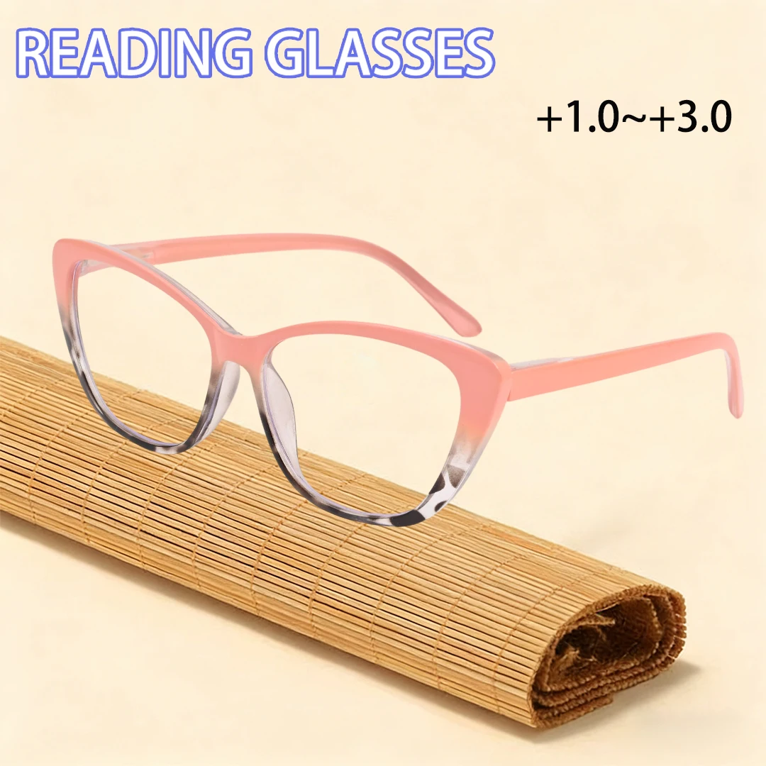 Neue Modische Cat-Eye Lesebrille mit Großem Rahmen für Damen, Unisex Trendige Blaulichtfilter-Brille, +1,0 bis +3,0 Image