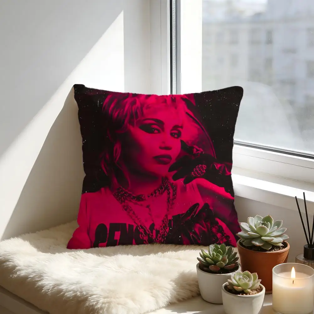 Miley Cyrus Kissenbezug, gemütliches Samtkissen, weiches, warmes Kissen für Sofa und Bett Image