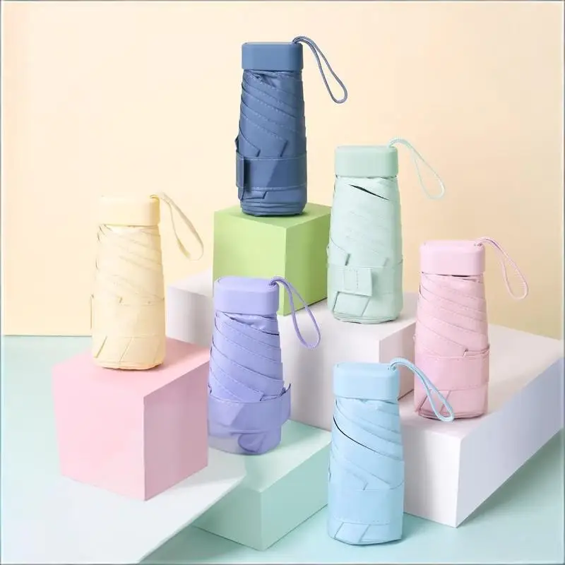 Tragbarer Mini-Taschenschirm – manuell faltbares Design für Sonnen- und Regenschutz, kompakter Dual-Use-Regenschirm, 1 Stück Image
