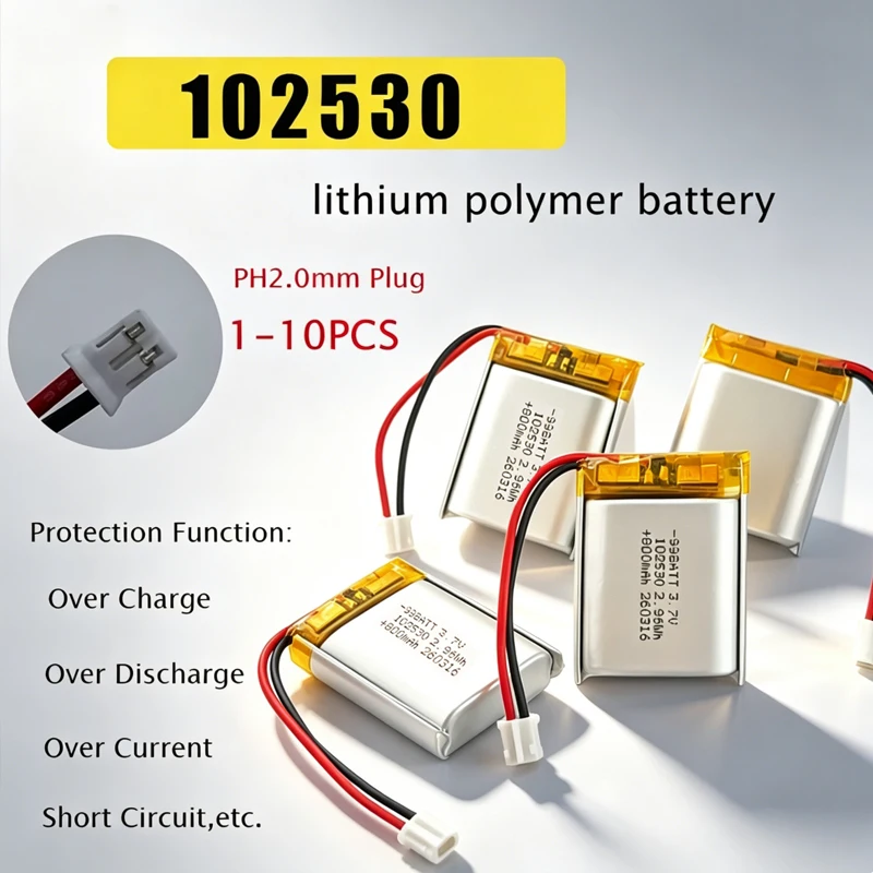 102530 3,7V 800mAh Lithium-Akku Wiederaufladbare Lipo-Batterien für Bluetooth-Lautsprecher Medizinische Geräte Schönheitsinstrumente GPS MP3 LED Image