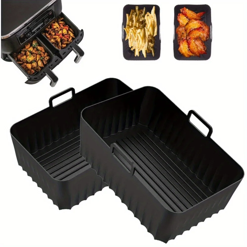 2 Stück Ninja DZ401/DZ550/DZ302 & Foodi Dual Air Fryer Einlagen - Antihaftbeschichtet - Wiederverwendbare Silikon-Backformen für Ninja Heißluftfritteuse Image