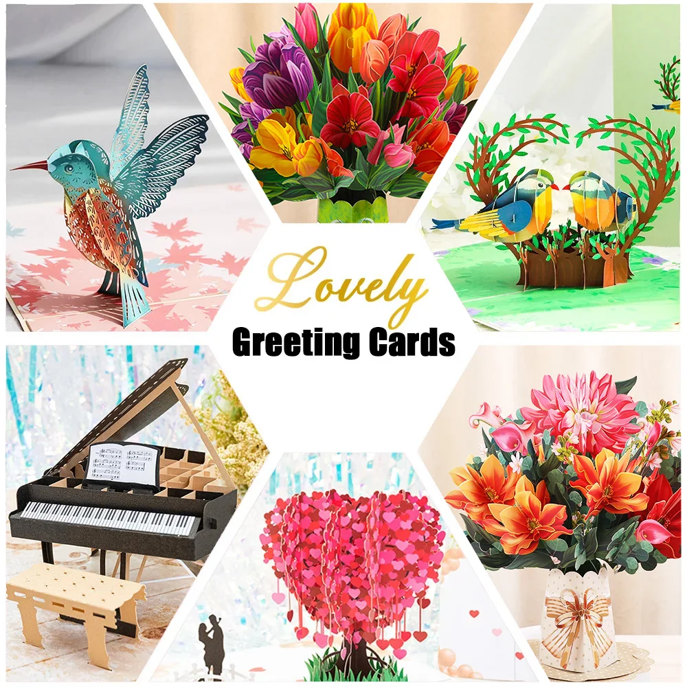 Pop-Up-Grußkarten für Verliebte, Ehefrau, Geburtstag, Hochzeitseinladungen, Valentinstagsgeschenk, Jahrestag, Dankeskarte, Postkarte Image