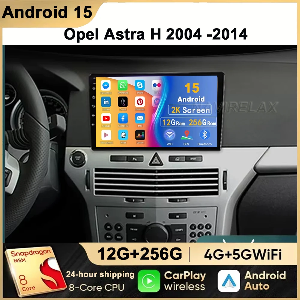 Android 15 QLED Bildschirm Carplay 4G GPS Auto Radio Für Opel Astra H/Zafira B 2004-2014 wifi Auto Multimedia Video Player Navigation Image
