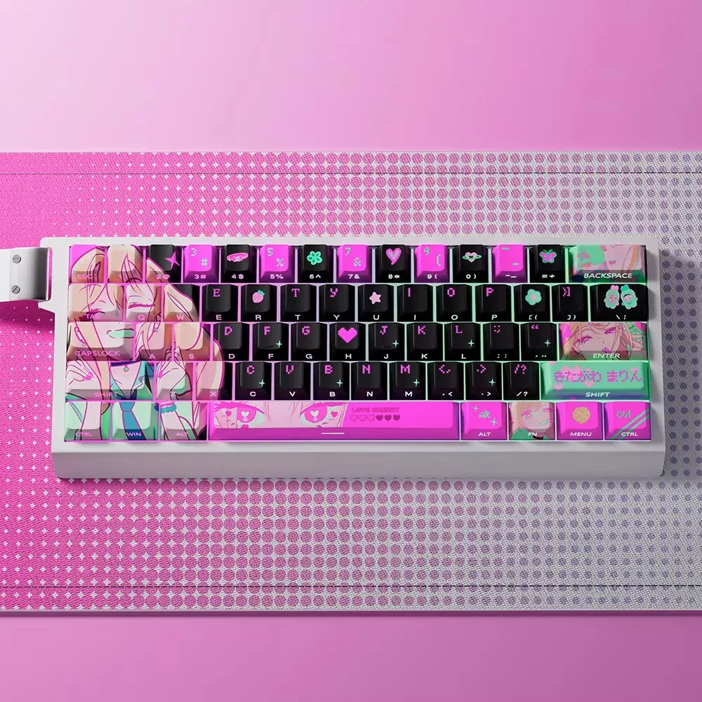 1 Set Kitagawa Marin Themen-Tastenkappen PBT Dye-Subbed + PC Misty Translucent Tastenkappen für 60 61 65 67 68 Layouts Cherry Profil Image