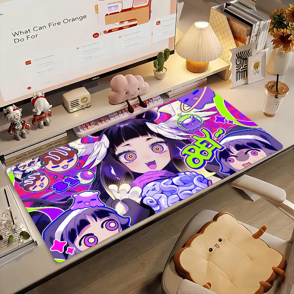 Singer N-Ninomae Ina Nis VTuber Mauspad, rutschfeste Gummi-Gamer-Balance-Computermatte, Dekoration, Schreibtischunterlage, Laptop, Büro, groß Image
