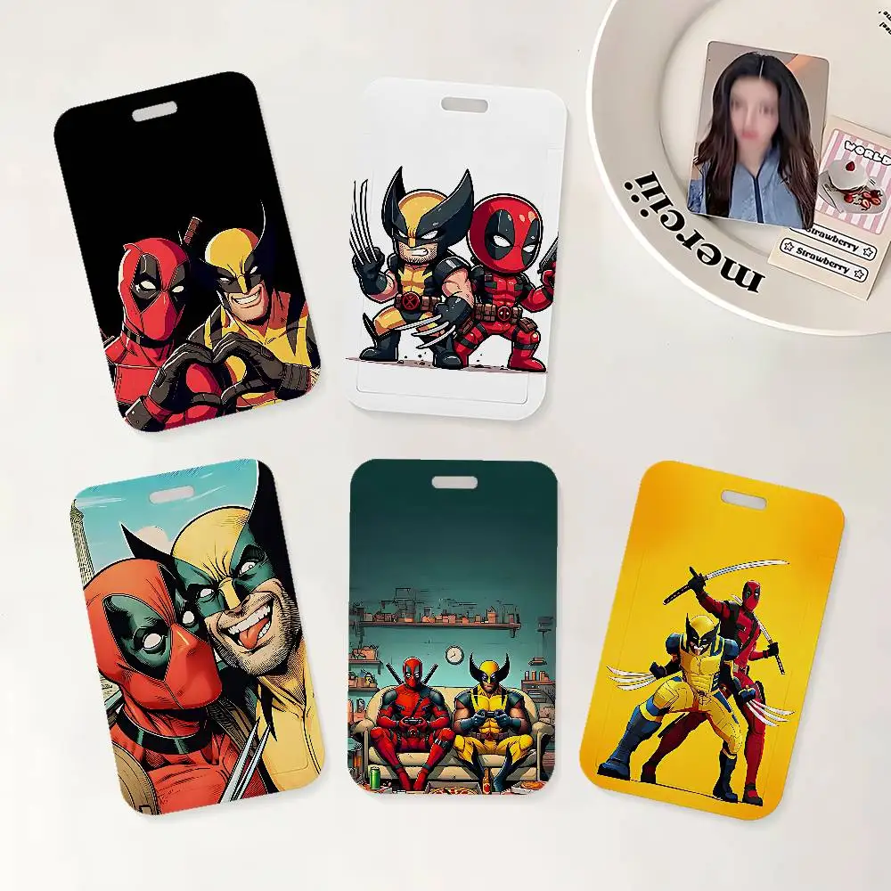 D-DeadpoolS-W-WolverineserS Ausweishalter mit Umhängeband für Büro, Schule, Namenskarte, Ausweishülle Image