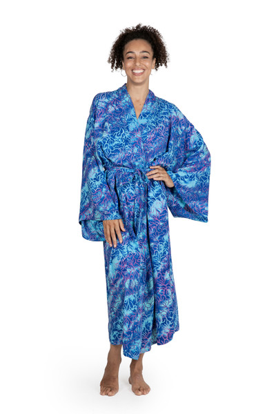 Ocean Symphony,'Handcrafted Batik Robe from Indonesia'