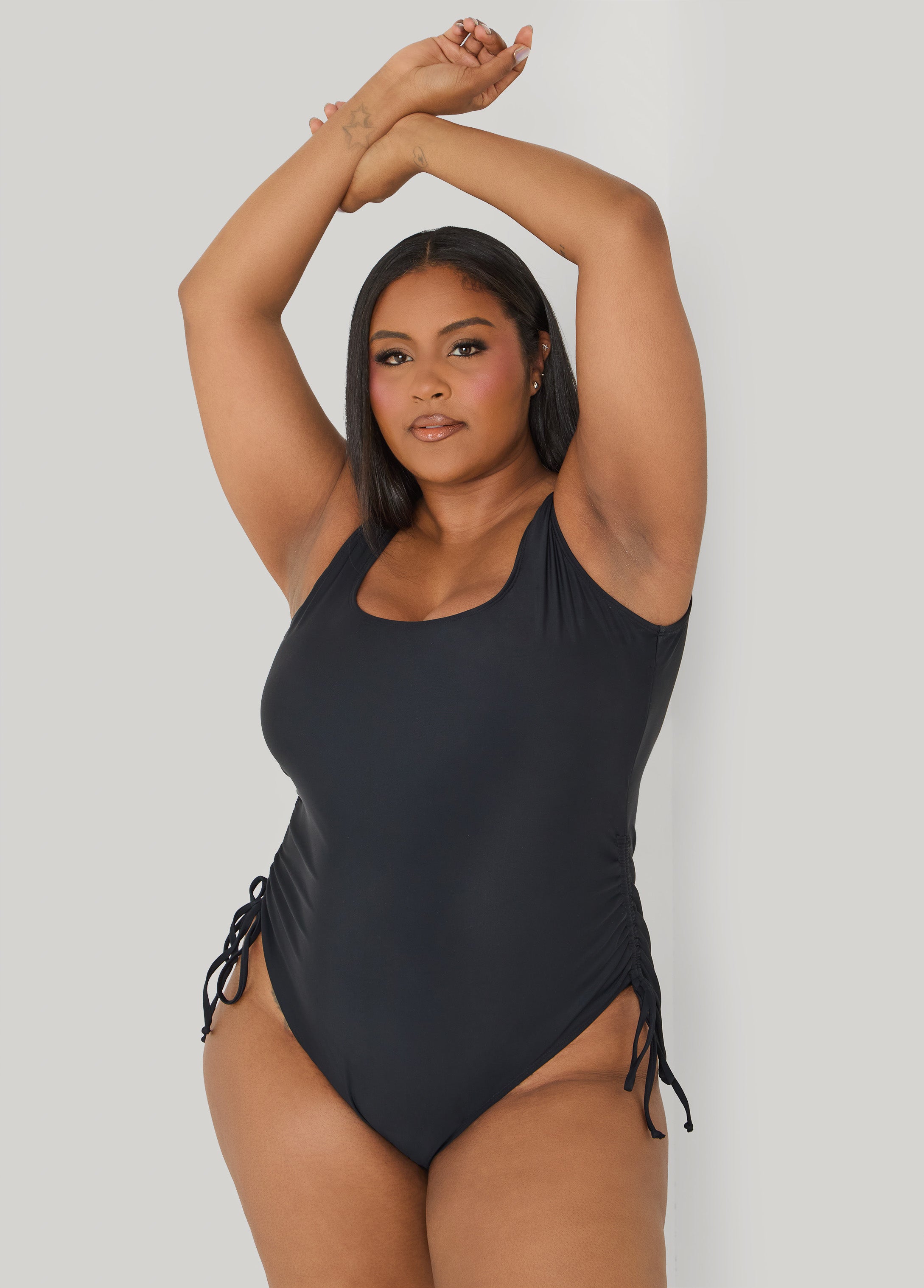 Plus Size Drawstring Swimsuit