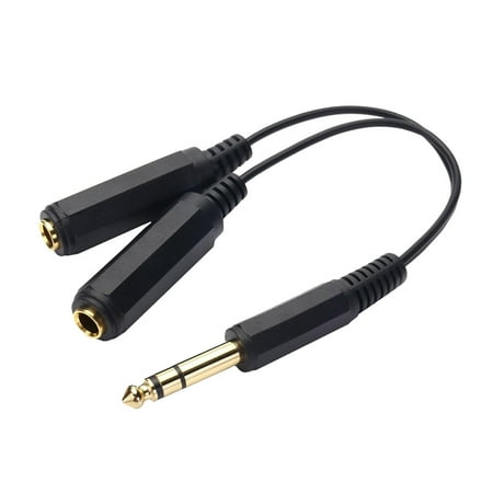 Male 6.35mm to 6.35mm 1/4inch Mono Female Sound Y Splitters Cable 2x6.35mm 1/4 to 6.35mm Stereo Sound Adapters Cable