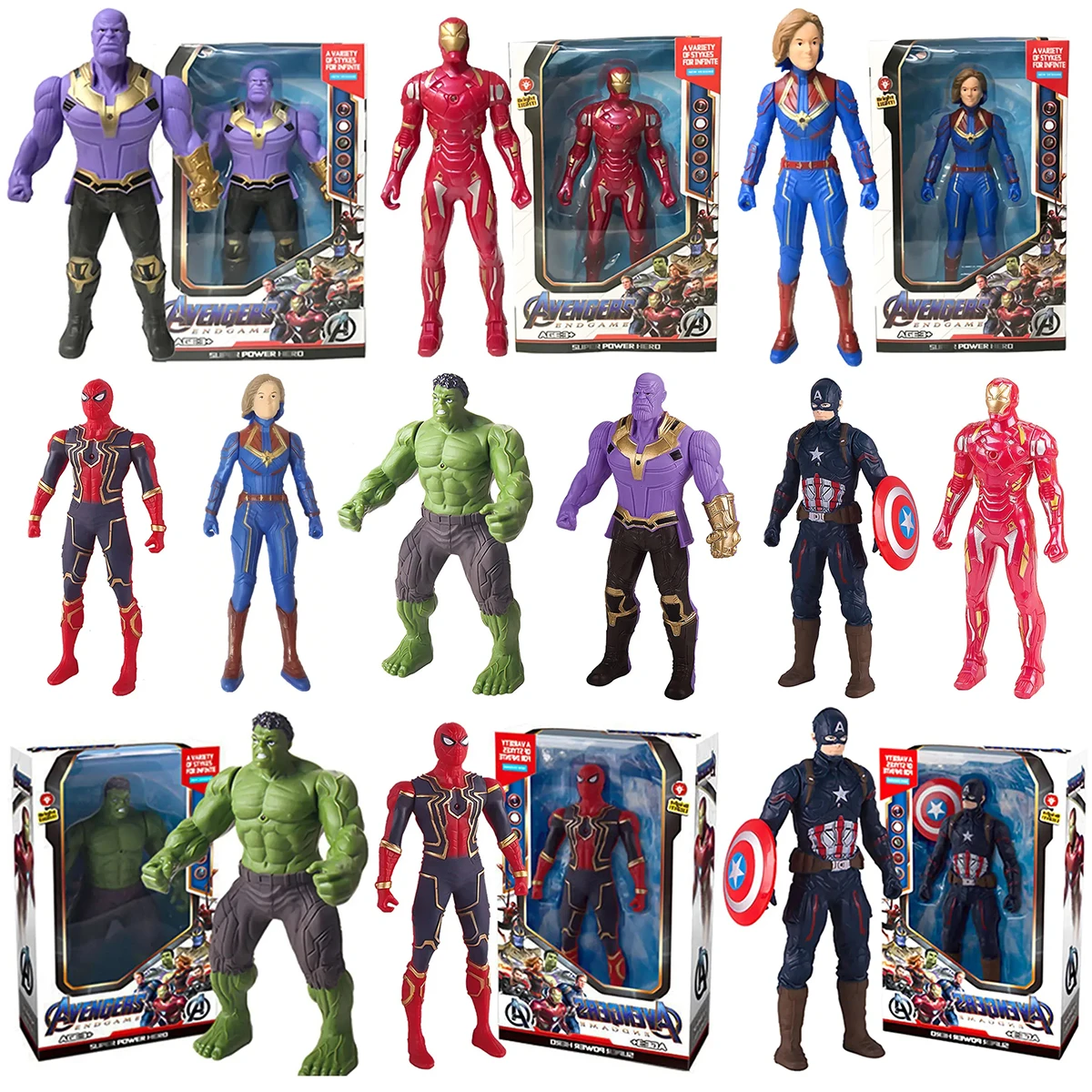 Action Figure Marvel Spiderman Hulk Ironman 2026, Giocattolo Anime con Articolazioni Mobili, Luminoso, Regalo di Natale, Modellino da Collezione in PVC