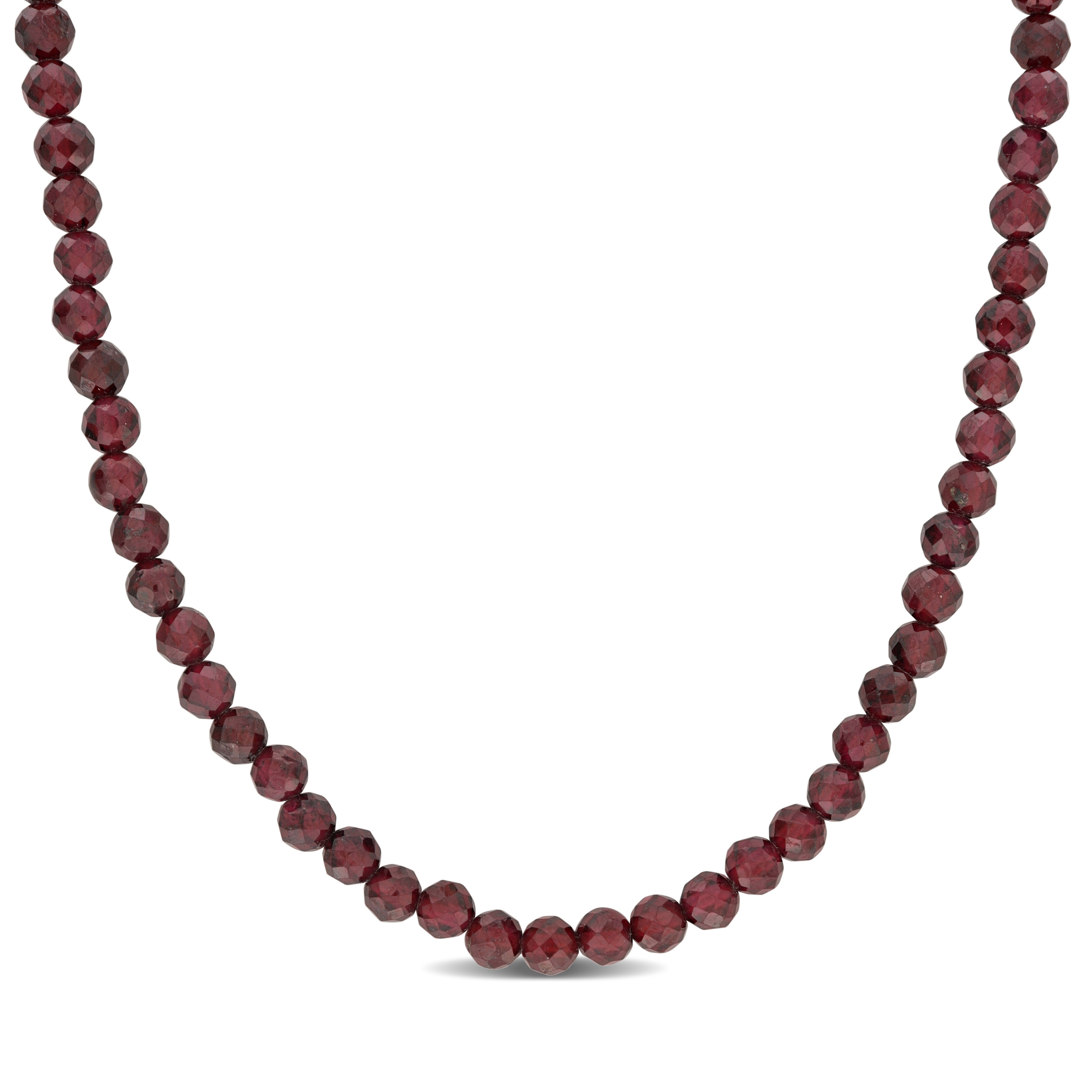 Miadora 16ct TGW Fancy-Cut Garnet Facetted Bead Necklace Yellow Silver-17+2 in.