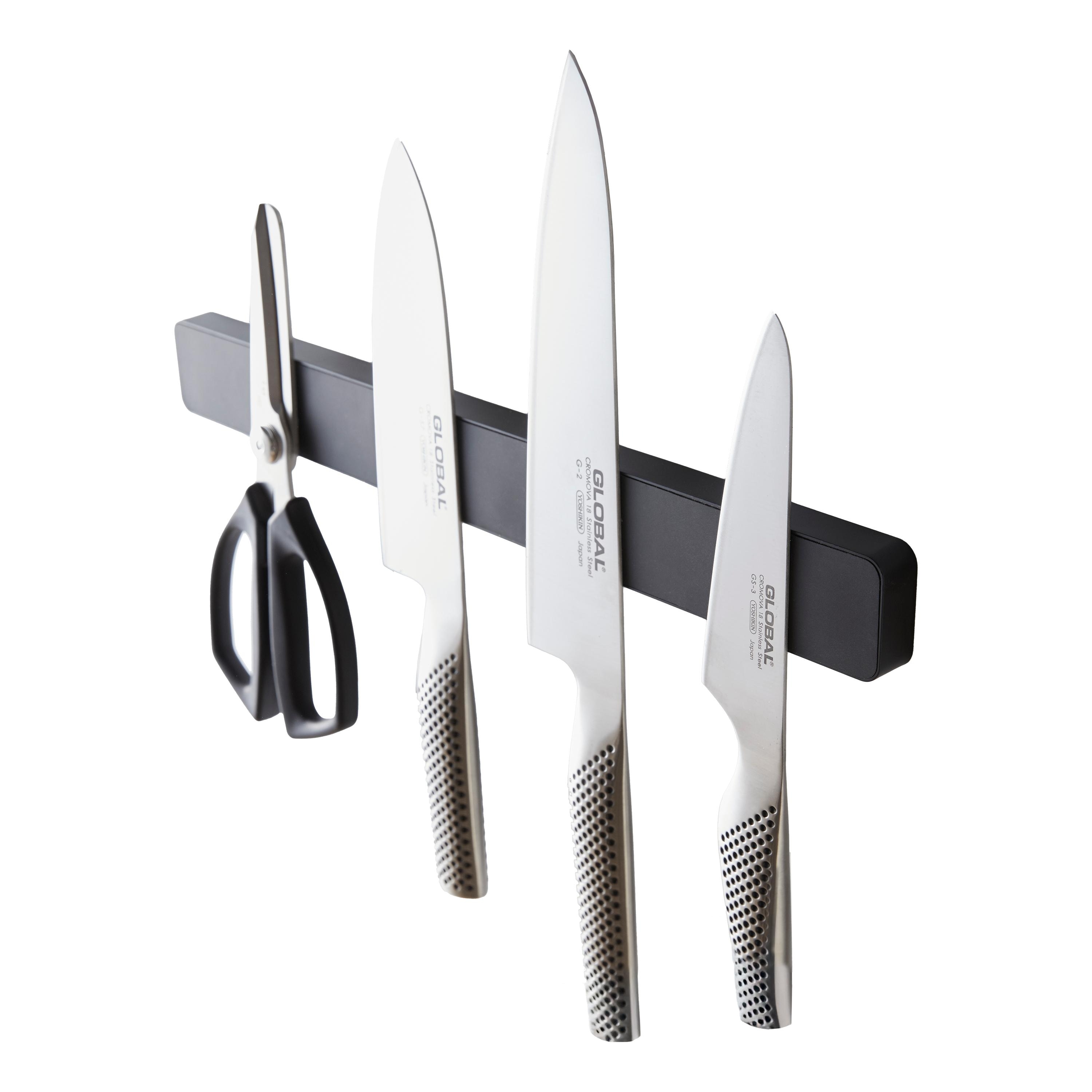 Yamazaki Home Magnetic Knife Rack, ABS Plastic, 6 knives (10.6 oz each), Holds 4.4 lbs - L 0.67 x W 13.78 x H 1.57 inches