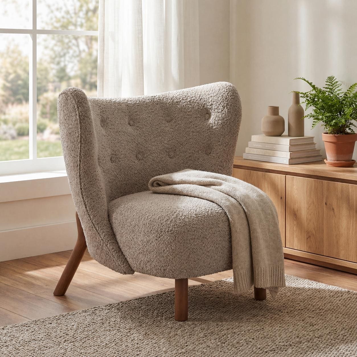 Christopher Knight Home - Aurora Modern Upholstered Accent Chair with High-Resilience Seat Cushion & Sculptural Backrest