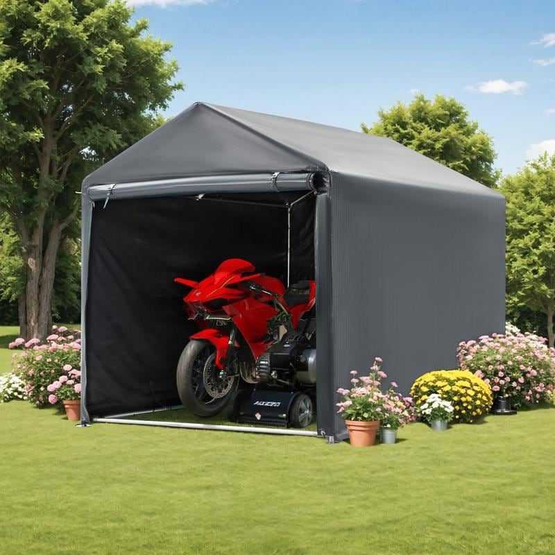 Outdoor Storage Shed and Carport Canopy: Portable Shelter for Bikes, Motorcycles, and Garden Storage