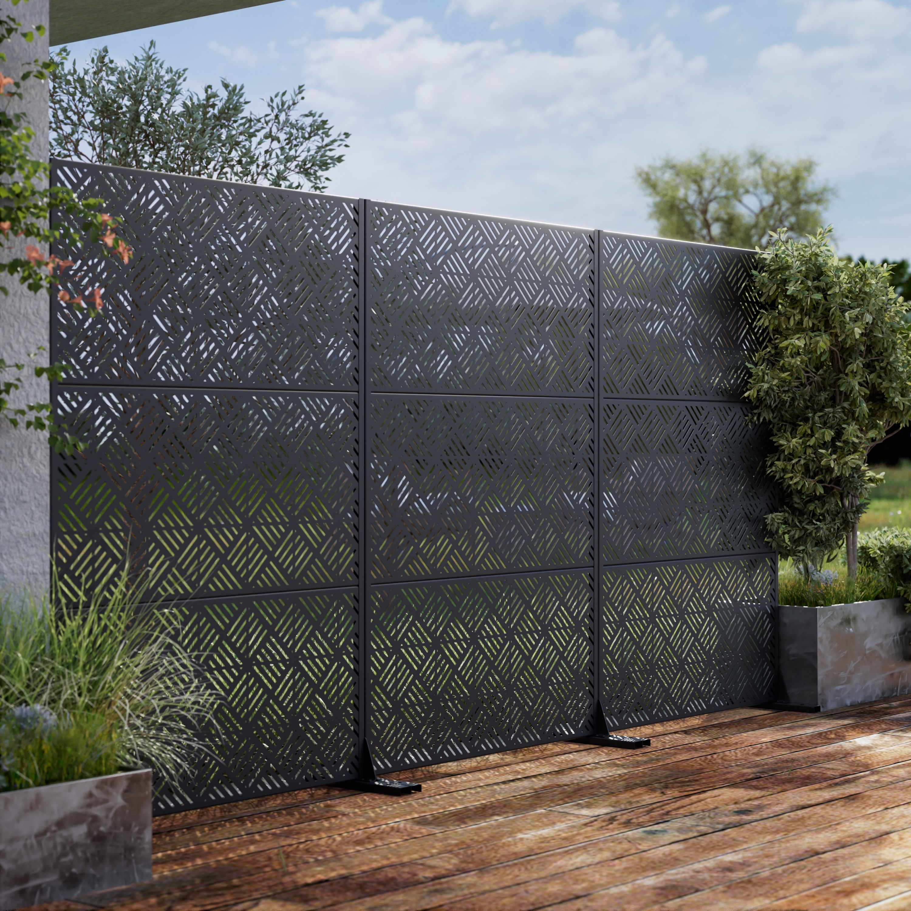 Outdoor Privacy Screen Metal Privacy Screen Panel Free Standing - 72*47