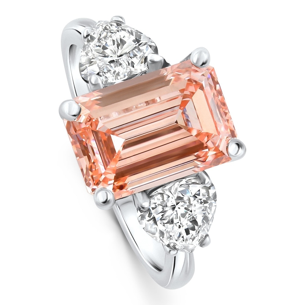 Bliss Diamond Certified 4.44Ct Fancy Vivid Pink Diamond Engagement Ring Gold Lab Grown
