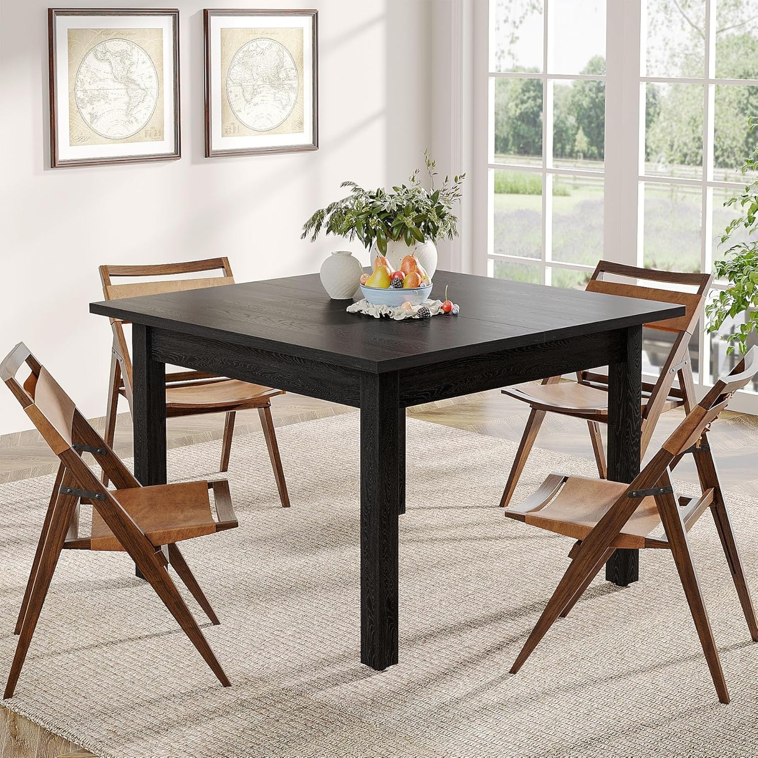 39.4 Inches Square Dining Table Solid Modern Wood Kitchen Table for Dining Room/Living Room Seats 2-4