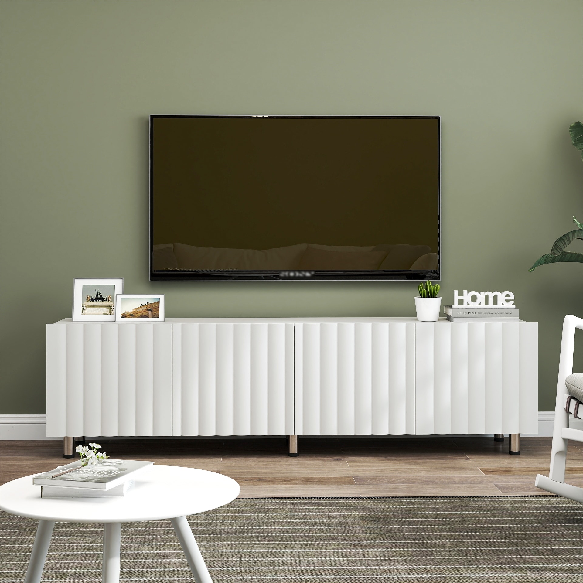 TV Stand for 65+ Inch TV,Modern TV Stand for Living Room,Entertainment Center with Storage & 2 Drawers,TV Media Console Cabinet