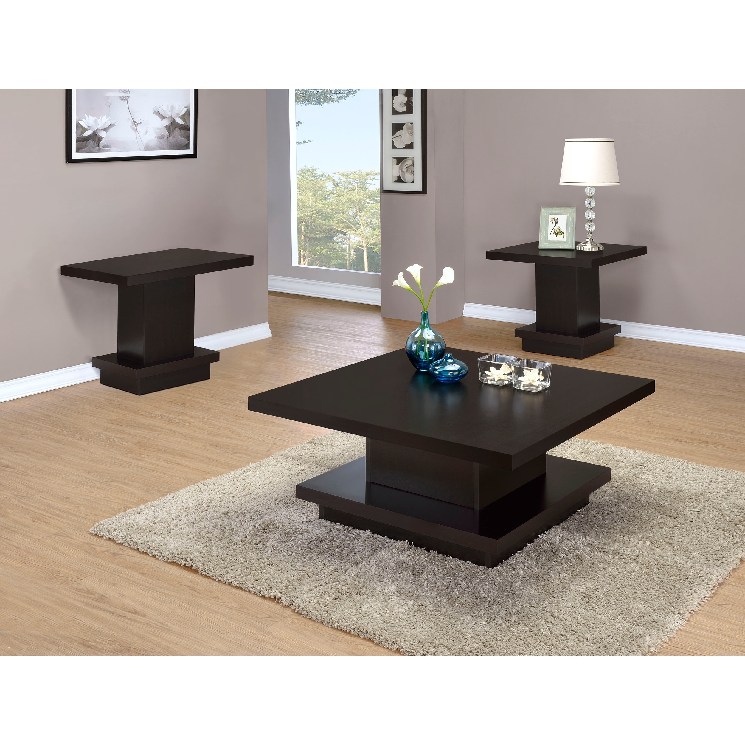 Reston Square Coffee And End Table Set Cappuccino