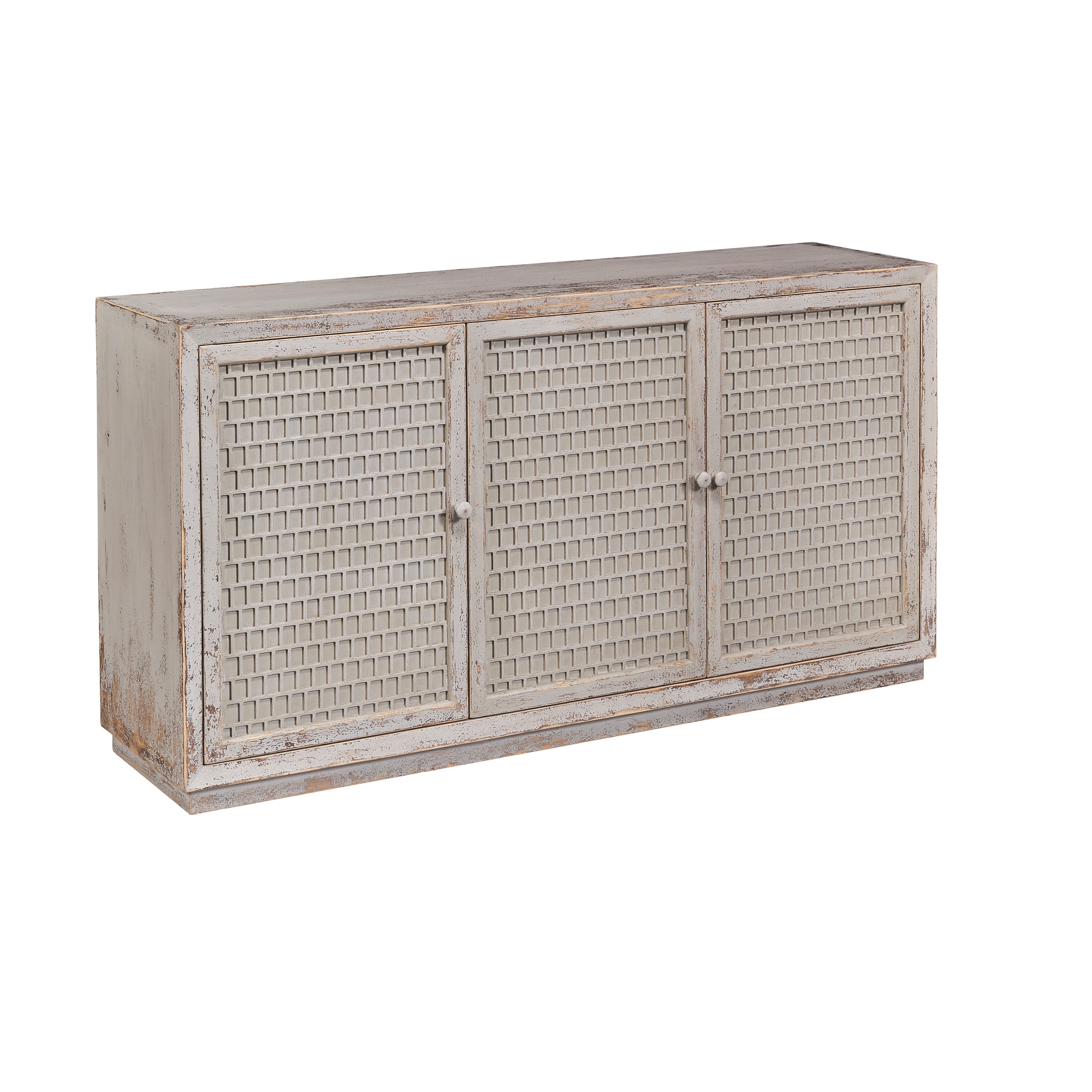 Furniture Classics Norse Grey Reclaimed Solid Pine Grid Pattern Sideboard by Furniture Classics