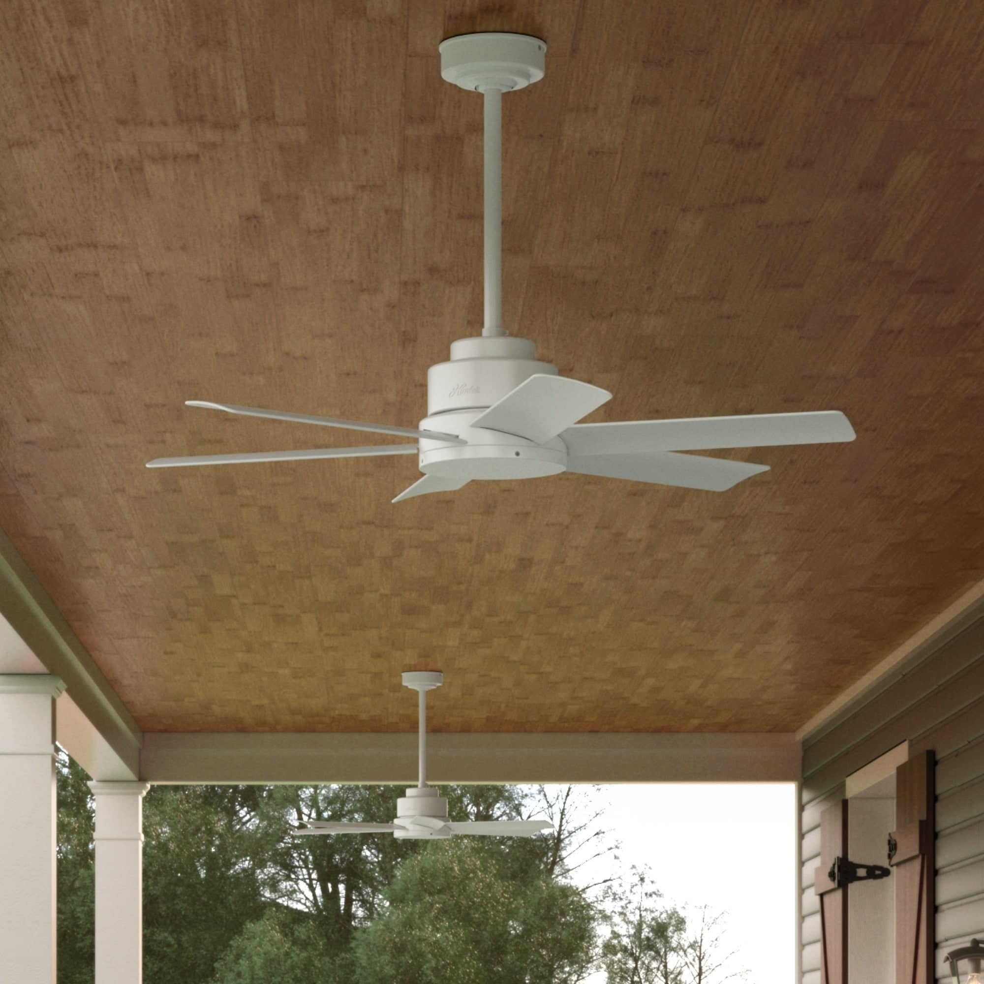 Hunter 44" Kennicott Outdoor Ceiling Fan with Wall Control, Damp Rated - Industrial, Contemporary, Transitional