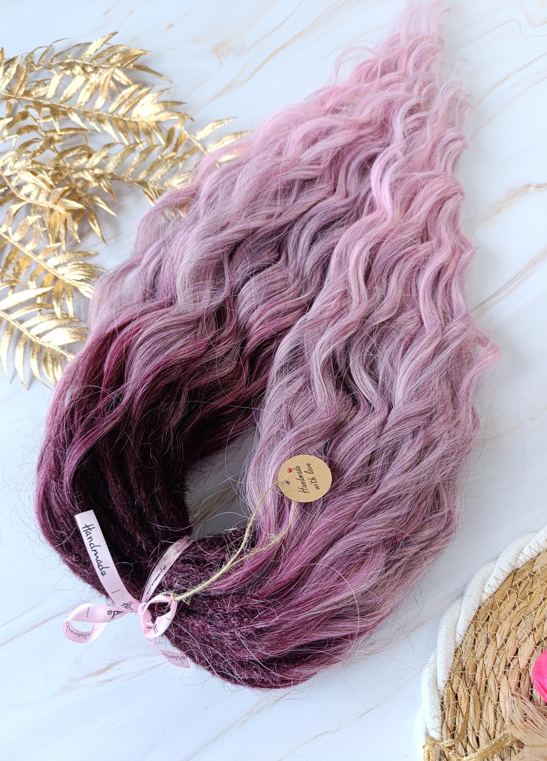 Riccioli dreadlock rosa pastello | Extension dreadlock sintetiche ondulate DE | dreadlock rosa sfumati | set di dreadlock ricci | capelli boho fantasy