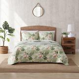 Tommy Bahama Home Tommy Bahama Tropical Orchid Green Cotton Reversible Quilt Set Cotton in Green/Pink/Yellow | Wayfair 187053