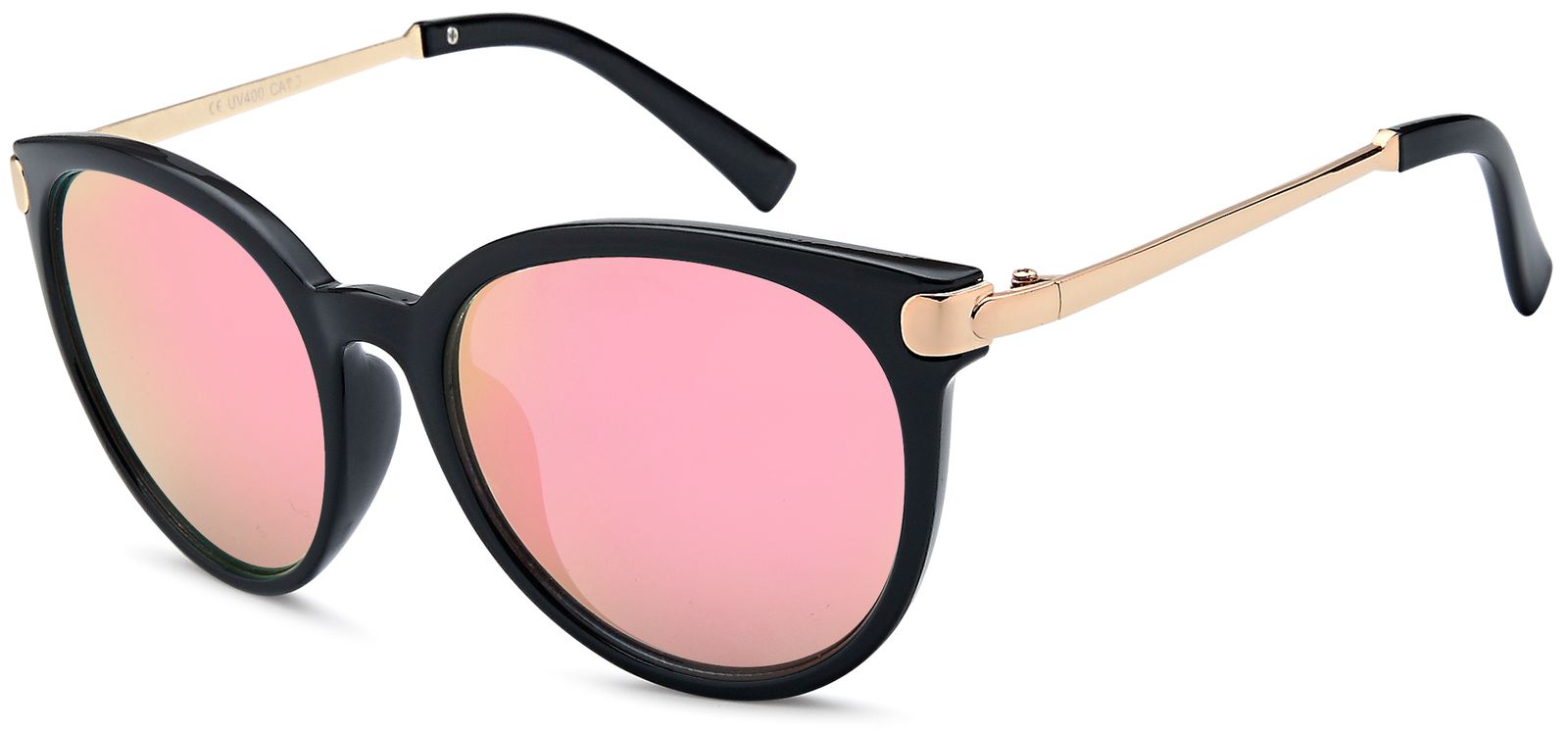Sonnenbrille STYLEBREAKER "Cat-Eye Sonnenbrille", Damen, pink (gestell schwarz, gold, glas pink verspiegelt), Modisch, Sonnenbrillen Sonnenbrille