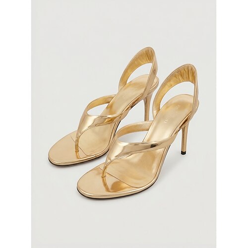 Metallic-rosafarbene Stiletto-Sandalen für Damen, elegante Schuhe für Hochzeitsgäste bei Gartenhochzeiten Feierlichkeiten im Freien Image