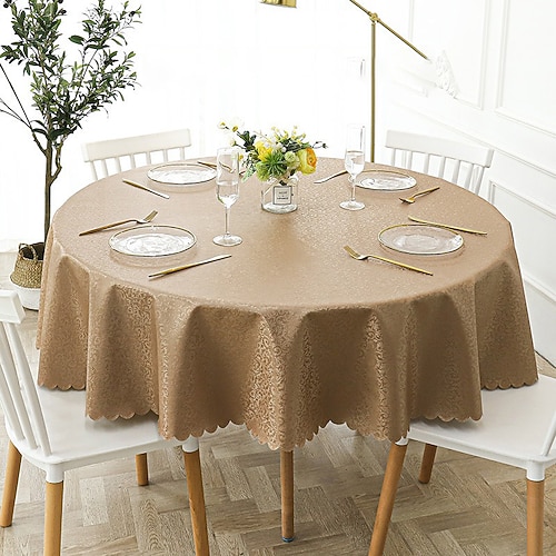 Runde Tischdecke, Vinyl-Tischdecke, abwischbar, Frühlings-Tischdecke, Wachstuch, Bauernhaus-Picknick-Tischdecke im Freien für Hochzeitsessen Image
