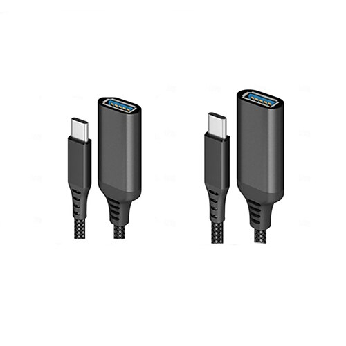2er-Pack USB-C-auf-USB-3.0-Adapterkabel (OTG), 5 Gbit/s SuperSpeed-USB-C-Stecker auf USB-A-Buchse, geflochtener Konverter, kompatibel mit MacBook Pro, iPad Pro, Samsung Galaxy S26/S25 Pro Max, Image