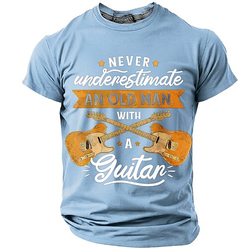 Herren Gitarre Lustiger Slang T Shirt Kurzarm T-Shirt 3D-Druck Rundhalsausschnitt Hemd Mode Täglich Täglich Straße Hellblau Rote Sommer Frühling Bekleidung S M L XL XXL XXXL