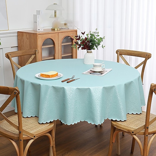 Runde Tischdecke, Vinyl-Tischdecke, abwischbar, Frühlings-Tischdecke, Wachstuch, Bauernhaus-Picknick-Tischdecke im Freien für Hochzeitsessen Image