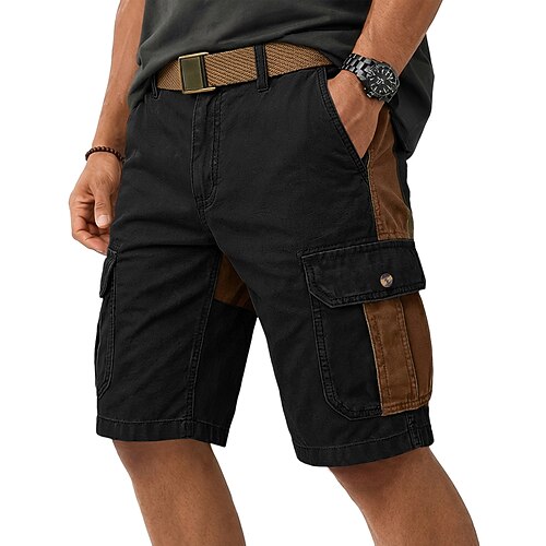 Herren Cargo-Shorts Outdoor Shorts Freizeitshorts Wander-Shorts Acid Wash Shorts Patchwork Farbblock Mehrere Taschen Farbblock tragbar Feuchtigkeitsableitend Knielang Lässig Täglich Outdoor Mode Image