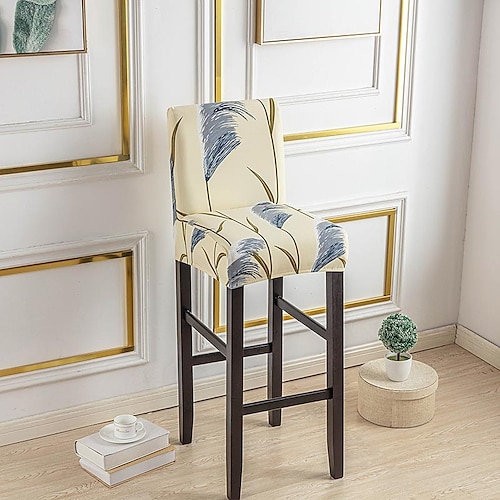 Stretch-Bezug für Barhocker Stuhlhussen, Kneipen-Thekenhocker, Stuhlbezug für Esszimmer, Café, Möbel, Sitzbezug, Stretch-Schutz, rutschfest, mit elastischem Boden Image