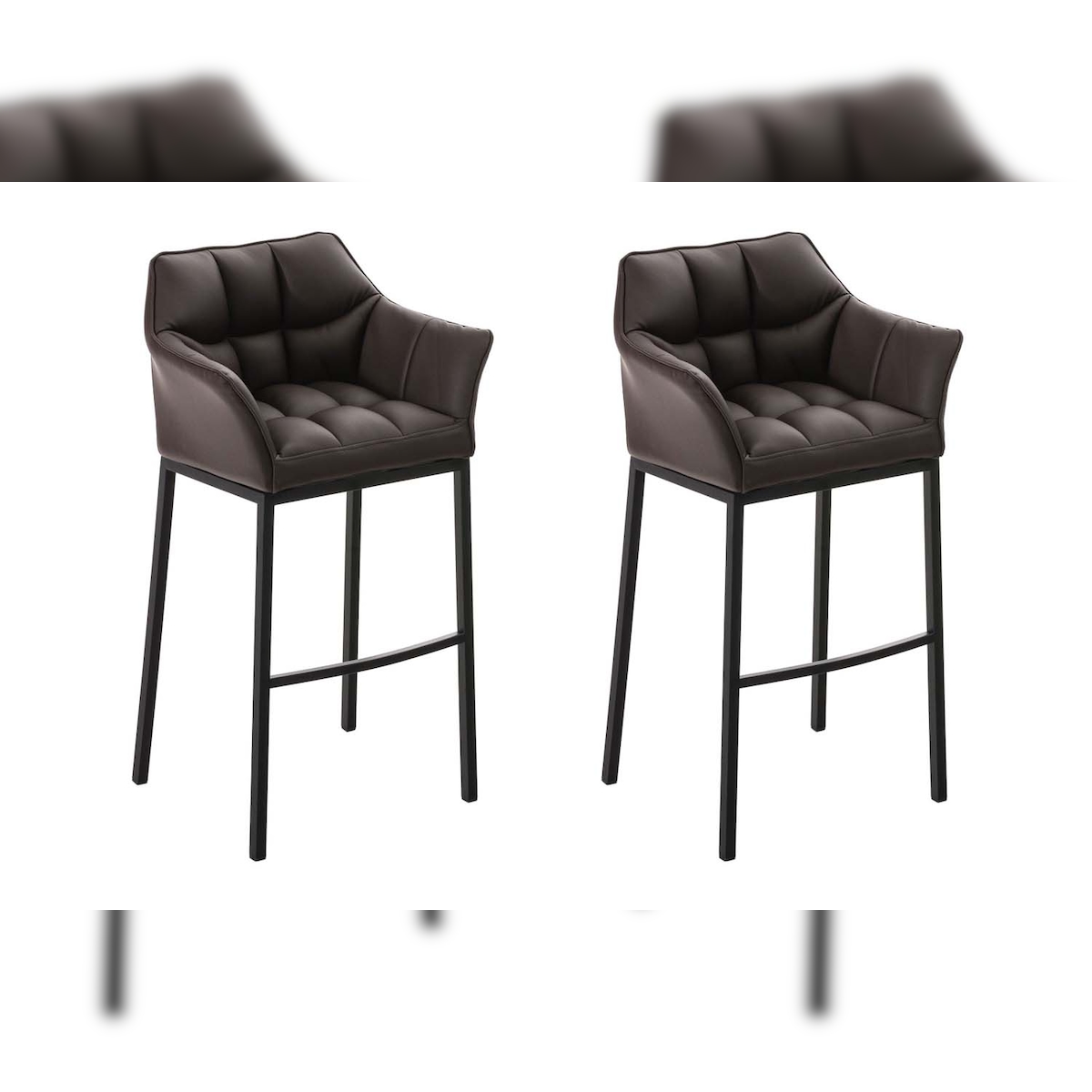 CLP 2er Set Barhocker Damaso Kunstleder mit Vierfußgestell braun/schwarz Image