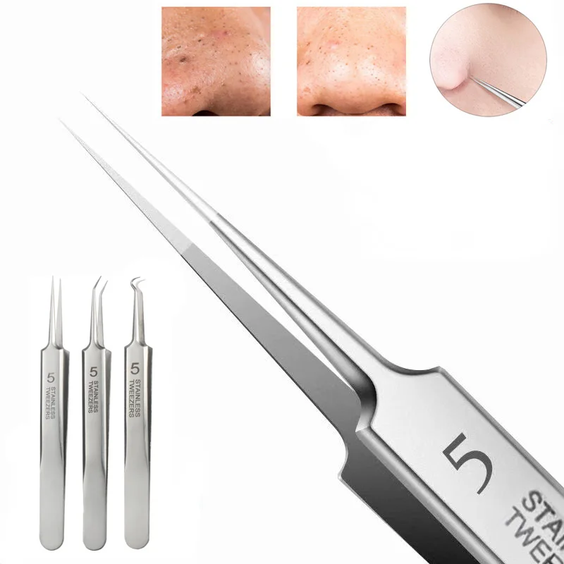 Tedesco Ultra-fine No.5 Cell brufoli Clip per punti neri 0.1mm pinzette per la rimozione dei punti neri punti neri strumento per la pulizia dei pori dell'acne