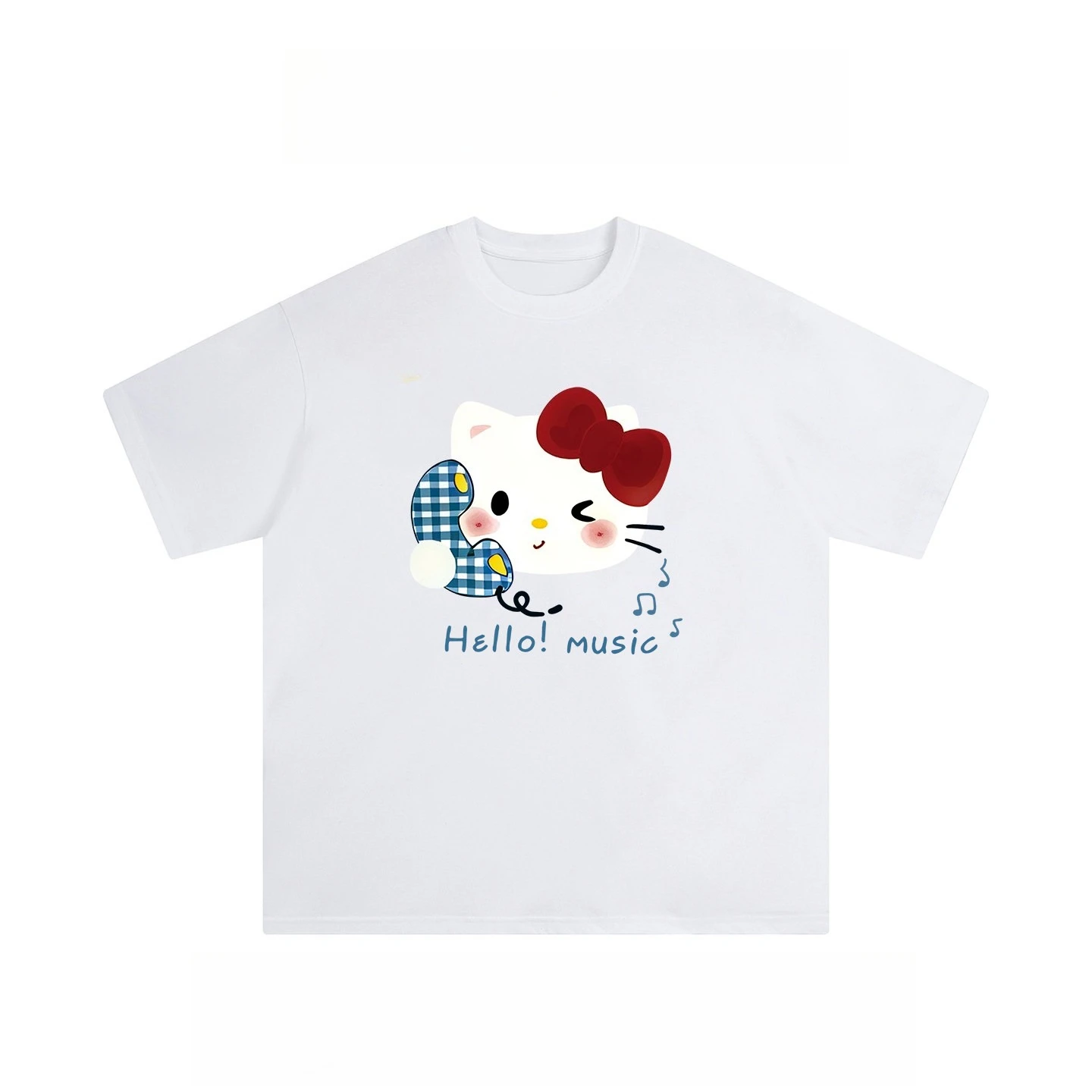 Sanrio 2026 Sommer-Comic-Form Hello Kitty Image Baumwoll-bedrucktes Freizeit-T-Shirt für Erwachsene und Kinder, Eltern-Kind-Oberteil, Homewear, Y2k.