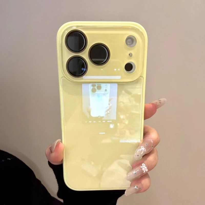 Luxuriöse Bonbonfarbene Gehärtete Glas-Kameraschutz-Hülle für iPhone 12 13 14 15 16 17 Pro Max Stoßfester Bumper Harte Rückseite Image