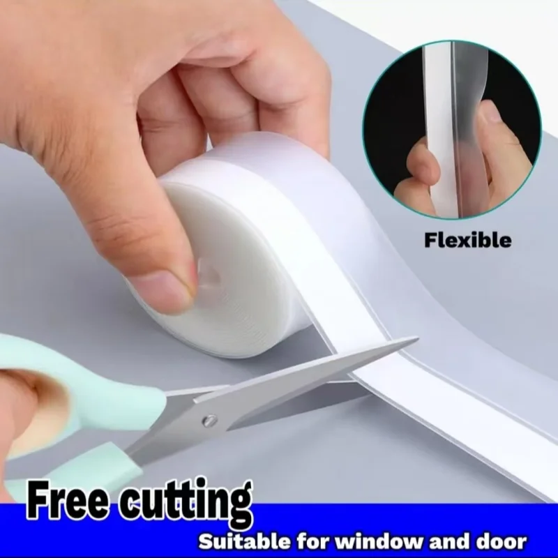Dichtungsstreifen für Duschkabinen-Glastüren, winddichter Fensterstreifen, wärmeisolierender Klebestreifen für Badezimmertüren, 5/5 m