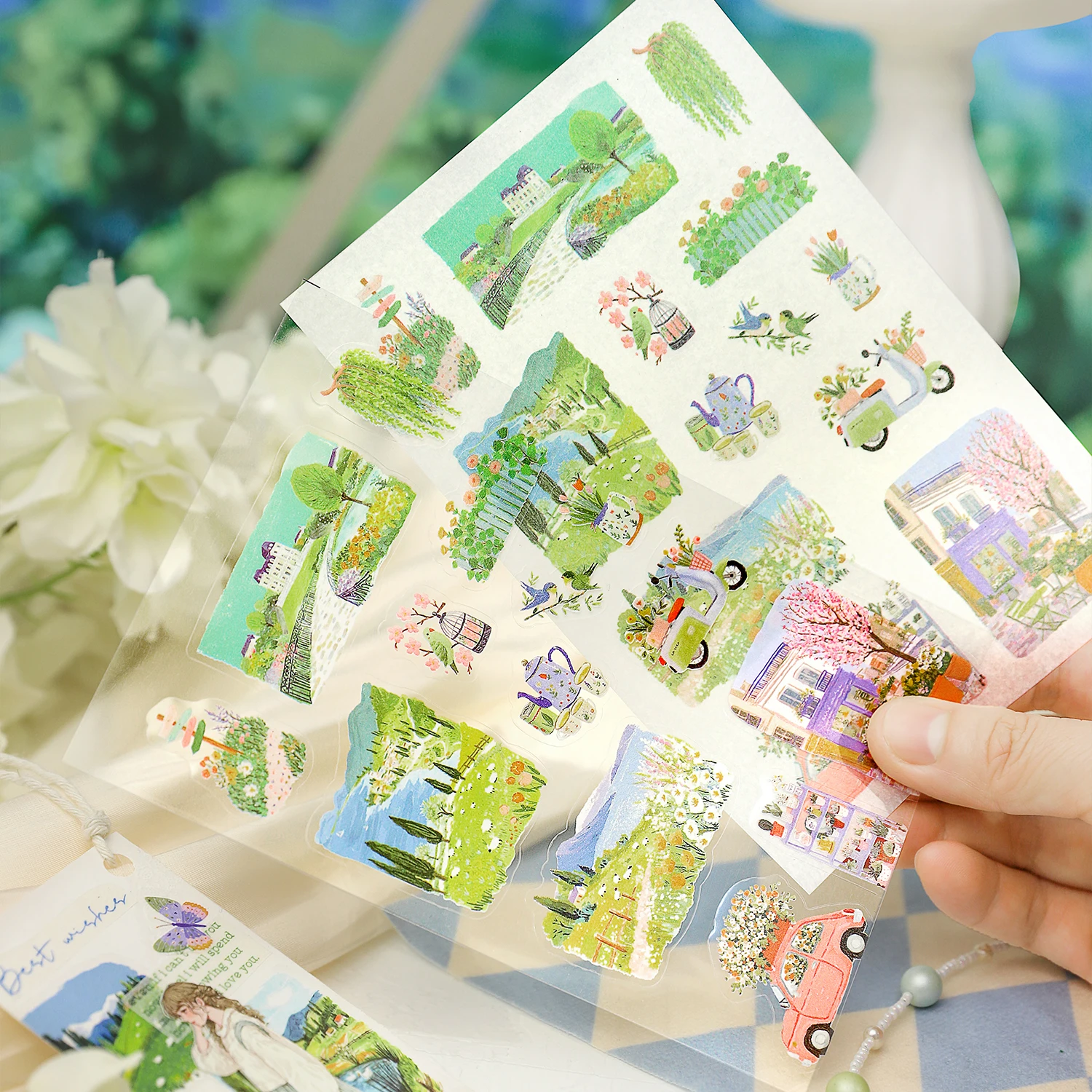 20 Blatt/Buch Kawaii Ins Schwebende Lichter Vier Jahreszeiten Ausgestanzte Aufkleber-Buch DIY Tagebuch Clipper Planer Handbuch Ästhetische Aufkleber