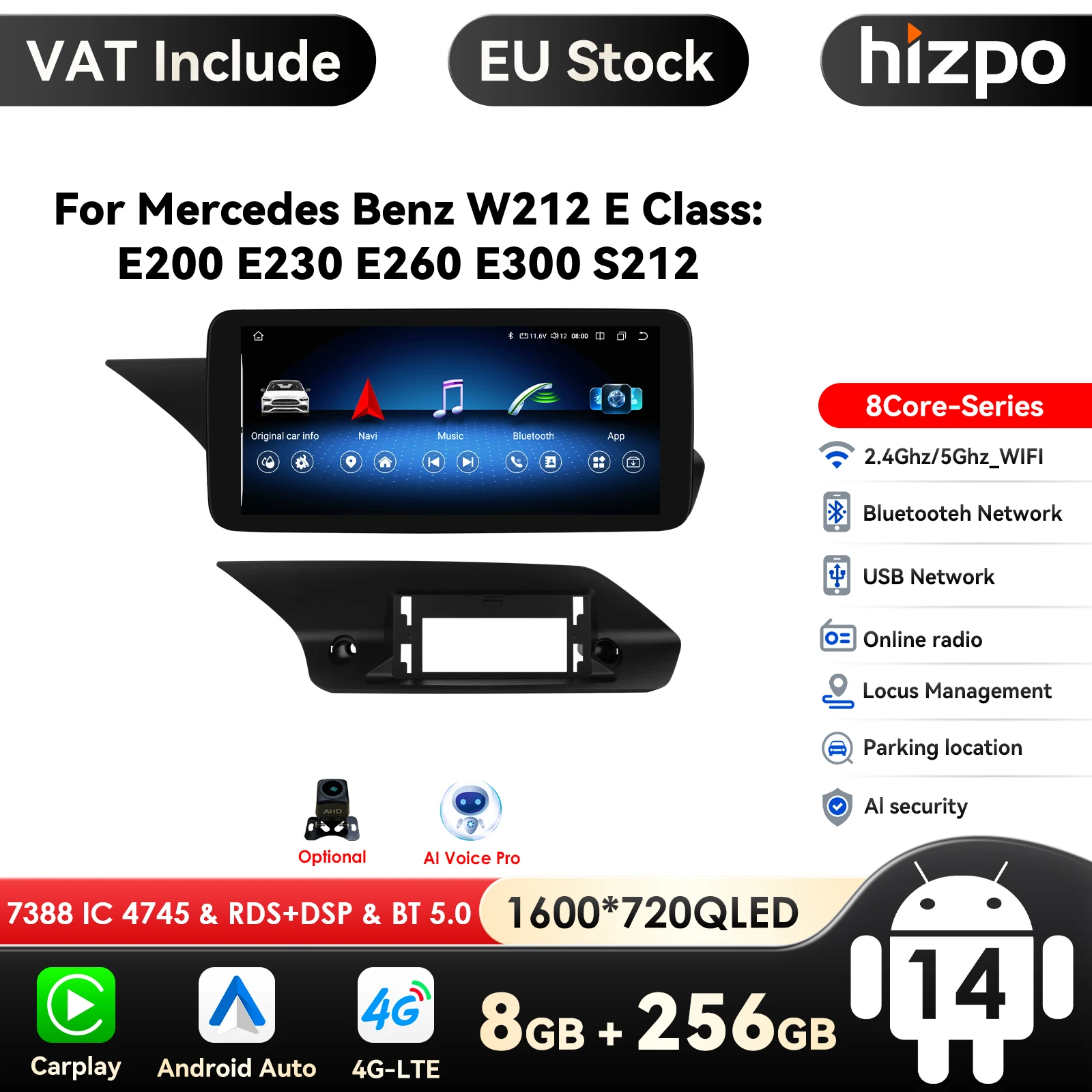 10,33'' Android Autoradio für Mercedes Benz W212 NTG 4.0 4.5 5.0 2009-2016 E-Klasse E200 E230 E260 E300 S212 Carplay 4G Bluetooth Image
